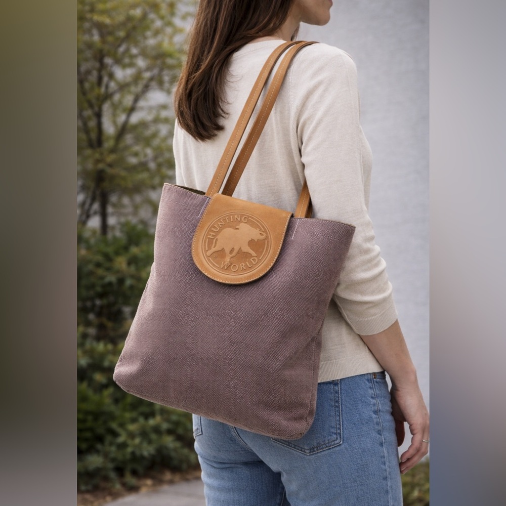 Hunting World Made in Italy‎ Foldable Tote Bag Shoulder Bag Cotton Linen Blend x - Picture 2 of 15